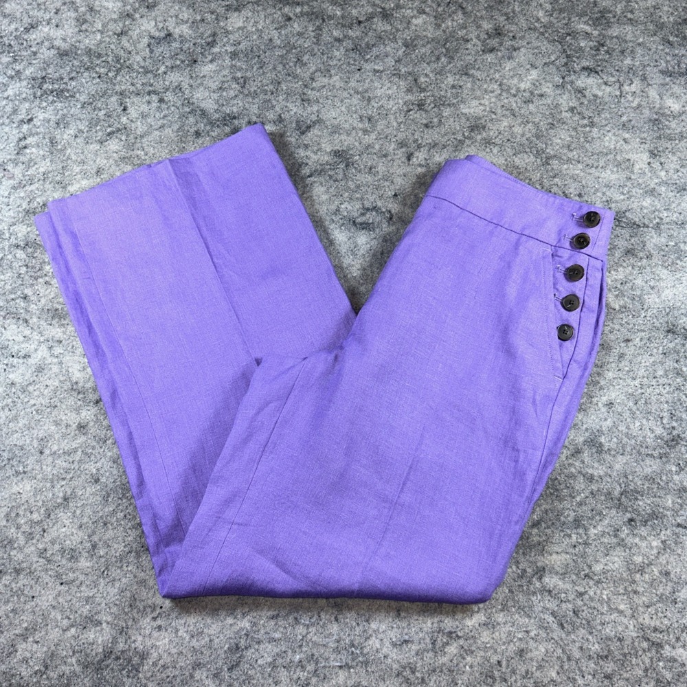 Talbots Wide Leg Pants in Bright Purple with Side Buttons
